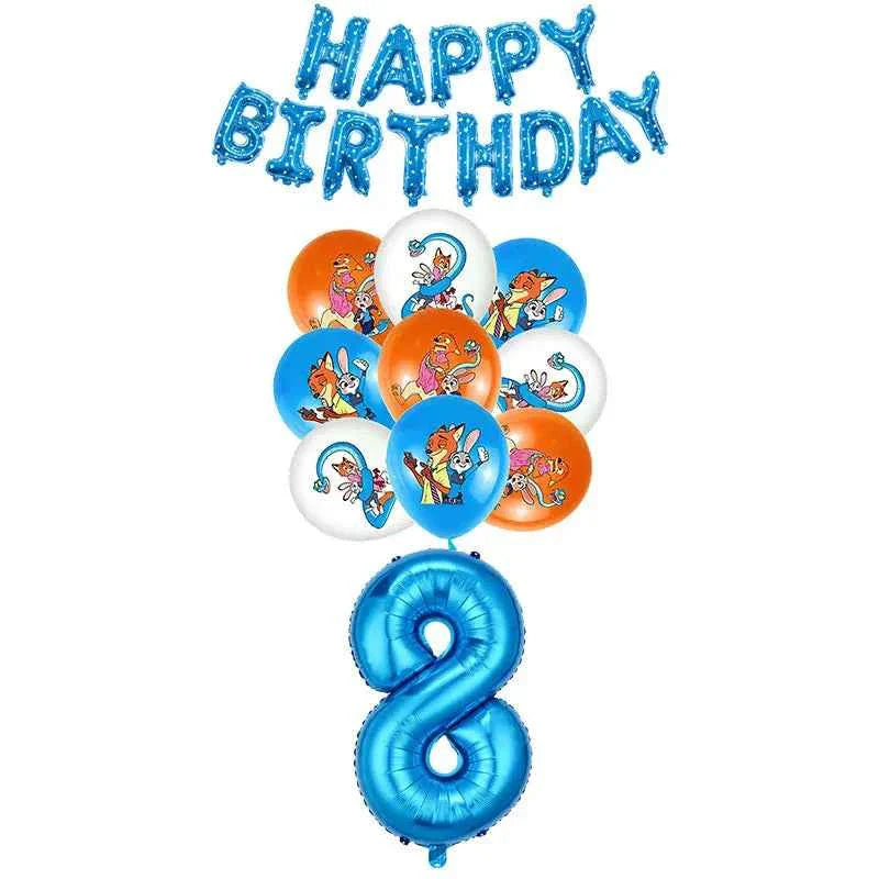 Zootopia Theme Party Supplies Nick Judy Birthday Decoration Balloon Set Tableware Kit Banner Plates Gifts Bags Keychains Sticker