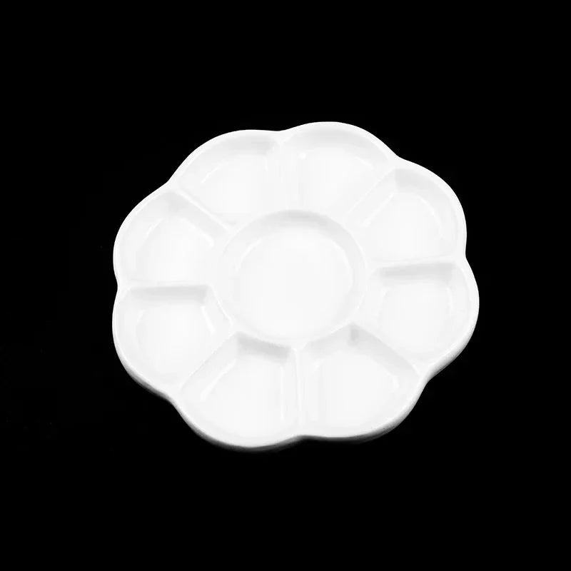 Artsecret 1 pc Simple White Ceramic Multi-Compartment Palette Pigment Mixing Palette Art Supplies Multiple Variants Available