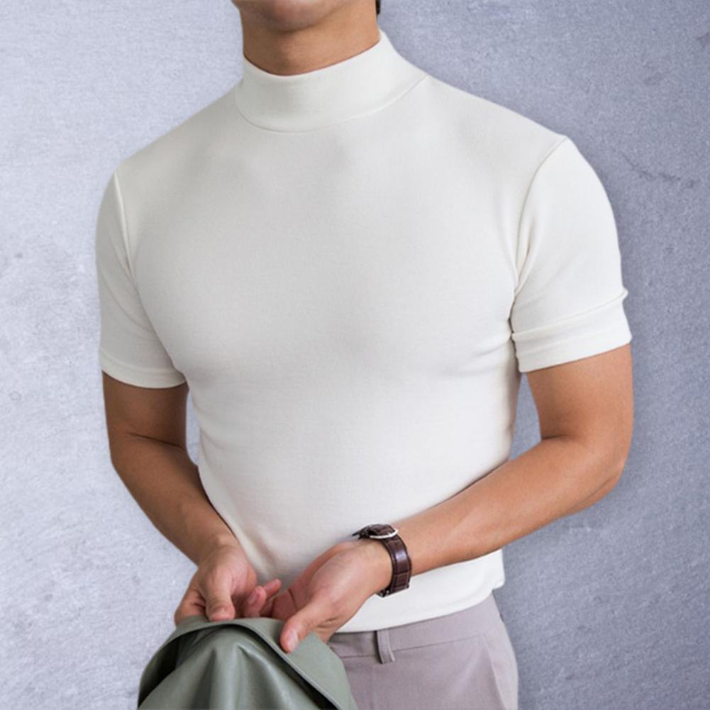 Men T-shirts Summer Fitness Short Sleeve Tees High Collar Basic T-shirt Base T Shirt for Men's Tops camisa masculina 짝퉁명품 남성의류