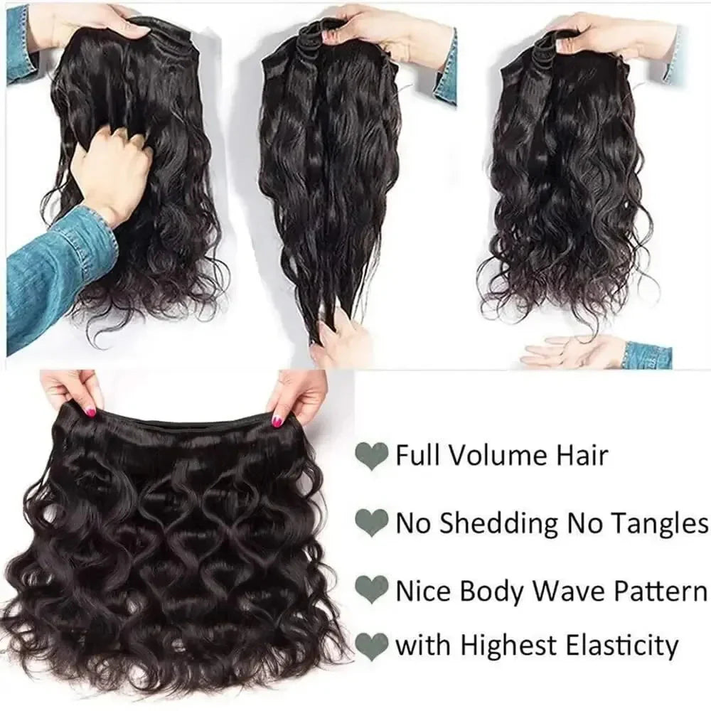 Body Wave Human Hair Bundles 12A Raw Virgin 100% Unprocessed Weave Human Hair Extensions 1 3 4 Bundles Deals Natural Color