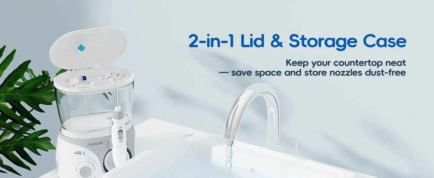 Home Water Flosser, 600 ml Large Capacity,10 Adjustable Pressures,6 Home Nozzles Professional Oral Irrigator for Teeth Clean