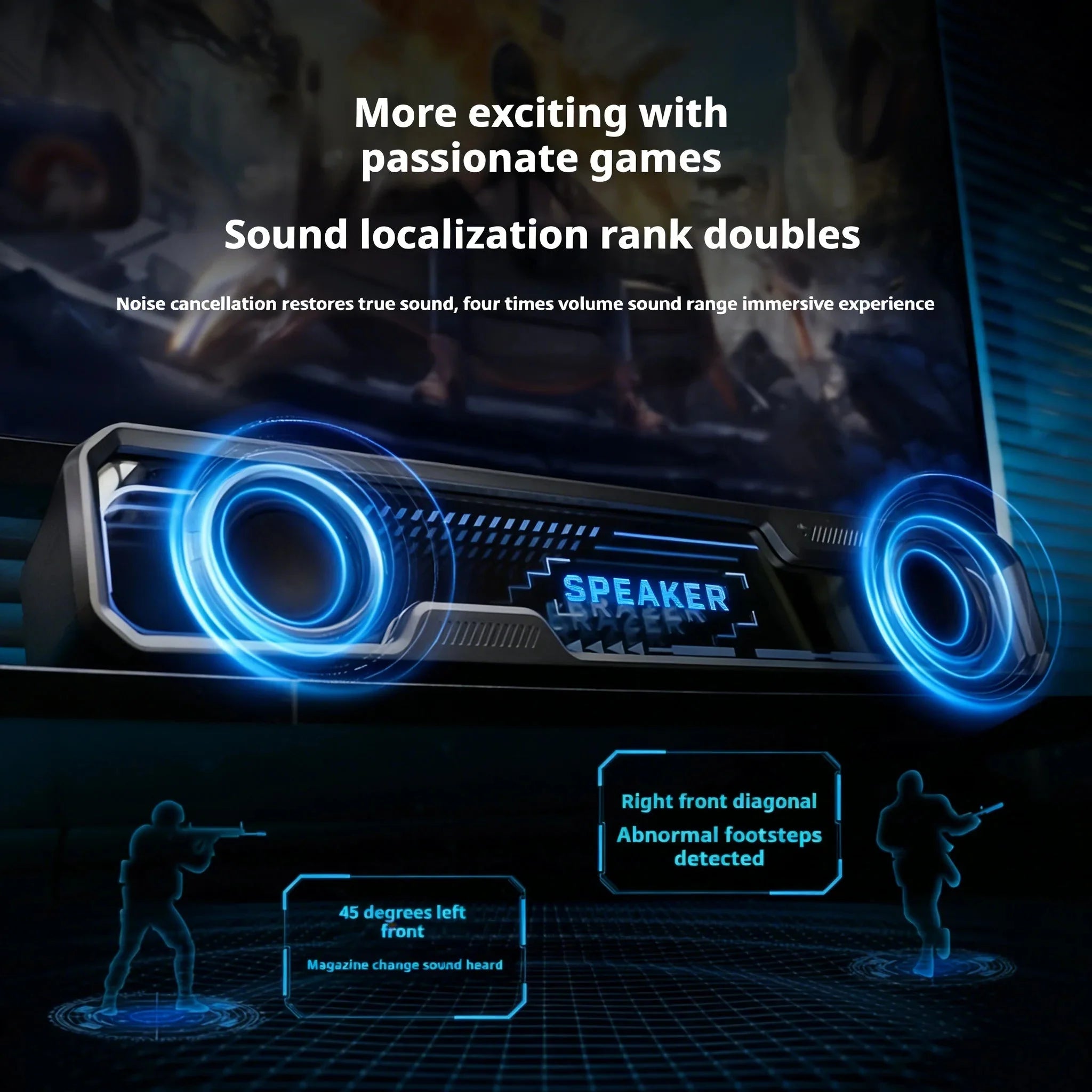 PC Sound Bar Wired Bluetooth Speaker RGB Colorful Abyss Light USB Wired Speakers for TV PC Laptop Gaming Surround Sound Audio