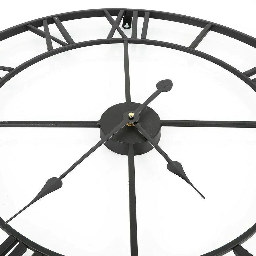 60CM Large 3D Wall Clocks Roman Numerals Retro Round Metal Iron Accurate Silent Nordic Hanging Ornament Living Room Decoration