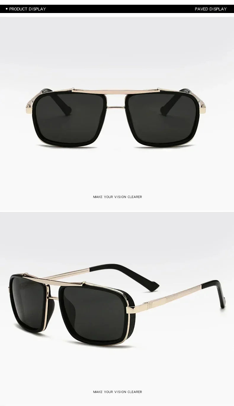 Polarized Punk Sunglasses Men Vintage Fashion Steampunk Square Sun Glasses Male Driving Googles Summer Travelling Shades UV400