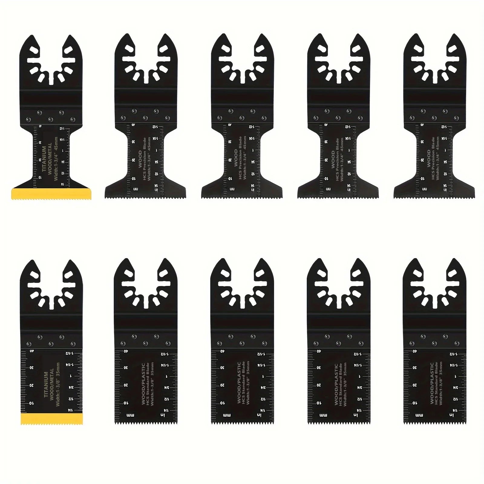 Titanium Oscillating Blades Kit: Cuts Metal/Wood/Plastic/Hard Material/Nails. Fits Dewalt, Rockwell, Milwaukee, Makita, Bo