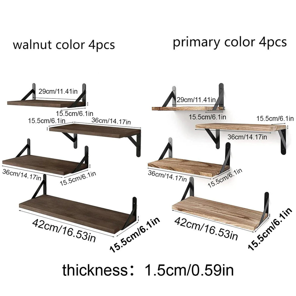 Floating Shelves for Wall,Bookshelves，Wall Mounted Wood Shelf for Living Room, Bathroom, Bedroom, Kitchen, Home Decor