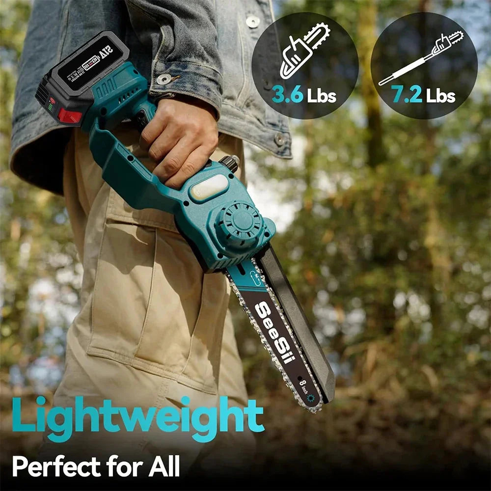 Seesii 2 in 1 Cordless 6" 8'' Pole Saw Mini Chainsaw Power Electric Polesaw Chain Saw with Extension Pole for Tree Trimming