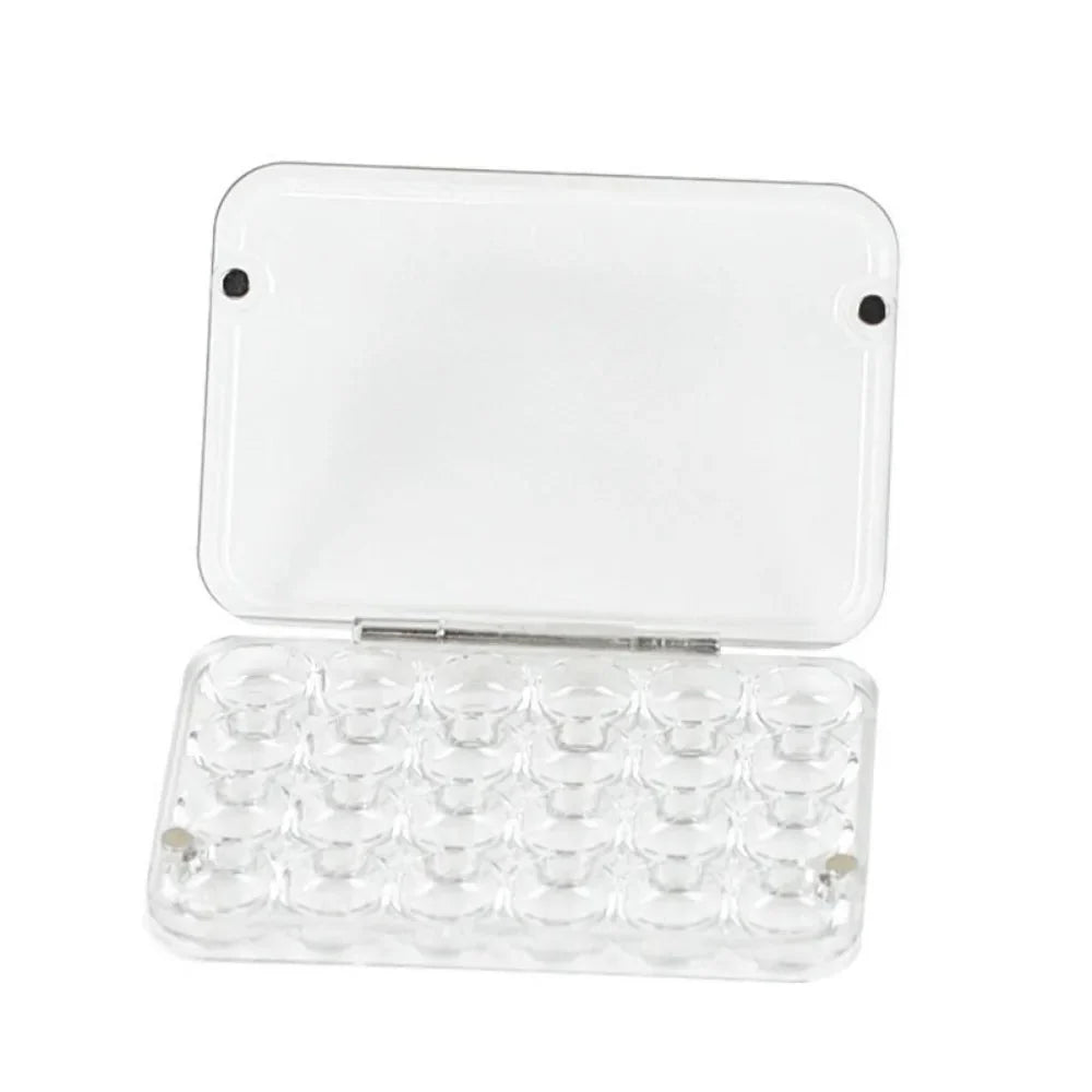 Art Supplies 24 Grids Mini Watercolor Palette Transparent Empty Watercolor Paint Tray Sealed Acrylic Paint Box Student Outing