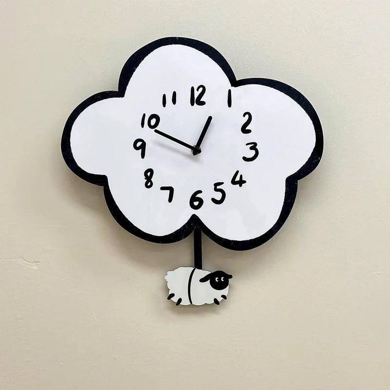 Cartoon Silent Swinging Wall Clock - Cute Home Decor for Living Room Bedroom - Room Decoration Silent Wall Clock