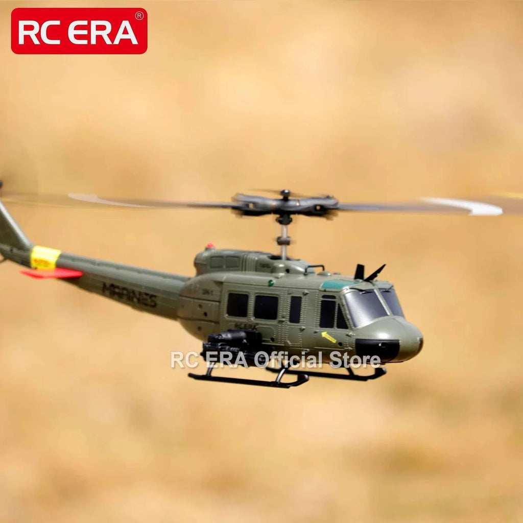 RC ERA Weathered Marine C032 UH1Huey One Click Inverted Flight TOF Optical Flow Gyro Stabilized RC Helicopter for Adults