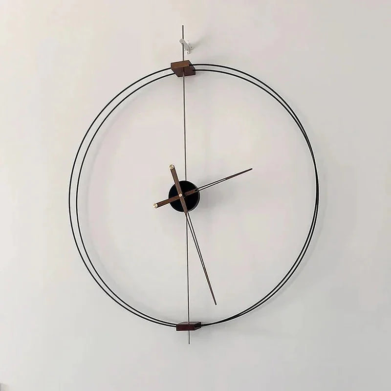 Spanish Minimalist Wall Clock Creative Luxury Living Room Art Clocks Solid Wood Pointer Large Wall Clock Silent Movement Clocks