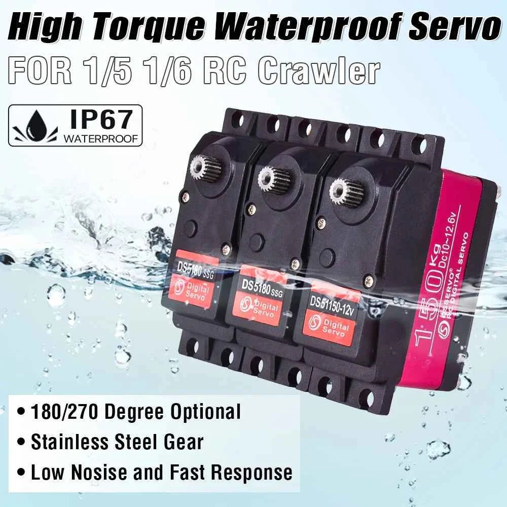RC Steering Servo High Torque Servo Waterproof 60Kg 80Kg 150Kg 1/5 1/6 servo HV Metal Digital for  HPI Baja 5B SS RC Car
