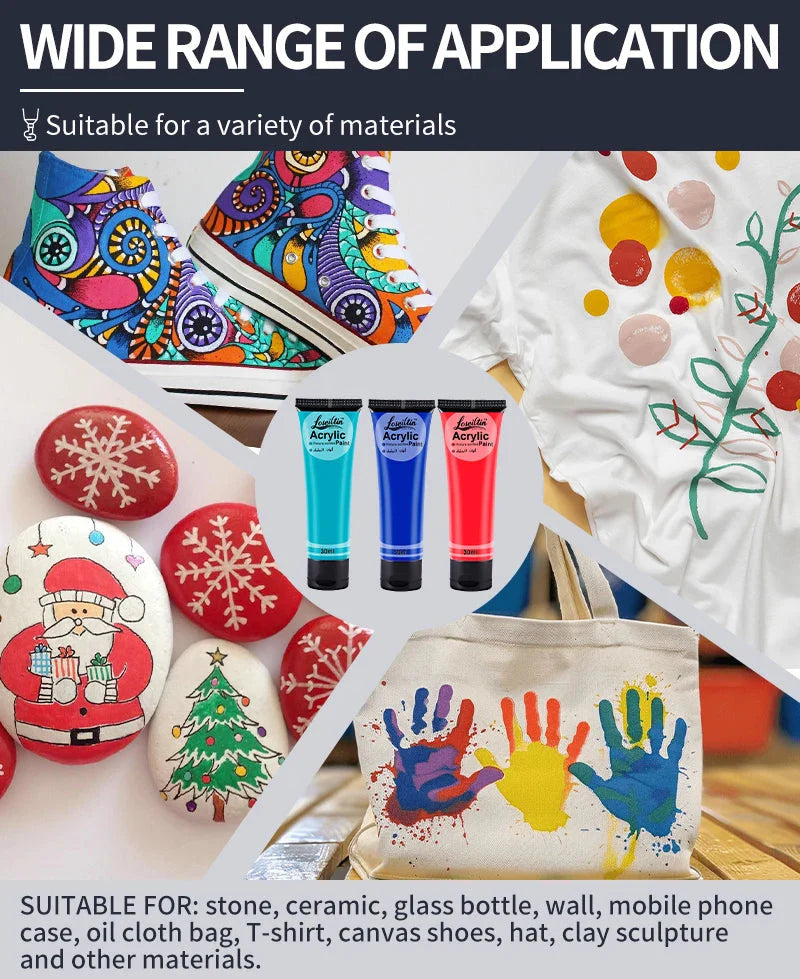 30ml Acrylic Paint for Wall Painting Waterproof And Sun Resistant Art Student Painting Materials Textile DIY Graffiti