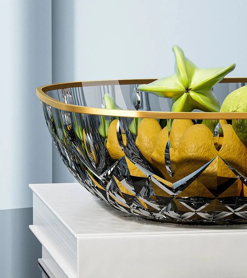 New Household Fruit Bowl Salad Dessert Biscuit Plate Plastic Square Transparent Tray Golden Edge Snack Plates Tableware