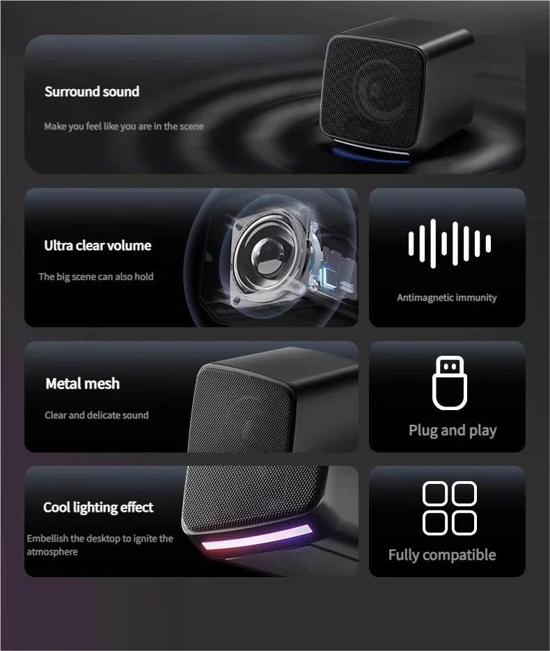 SOREX E-1078 Ultra-Portable USB Multimedia Speakers - 2.0 Channel 6W Stereo Sound for Laptop & PC