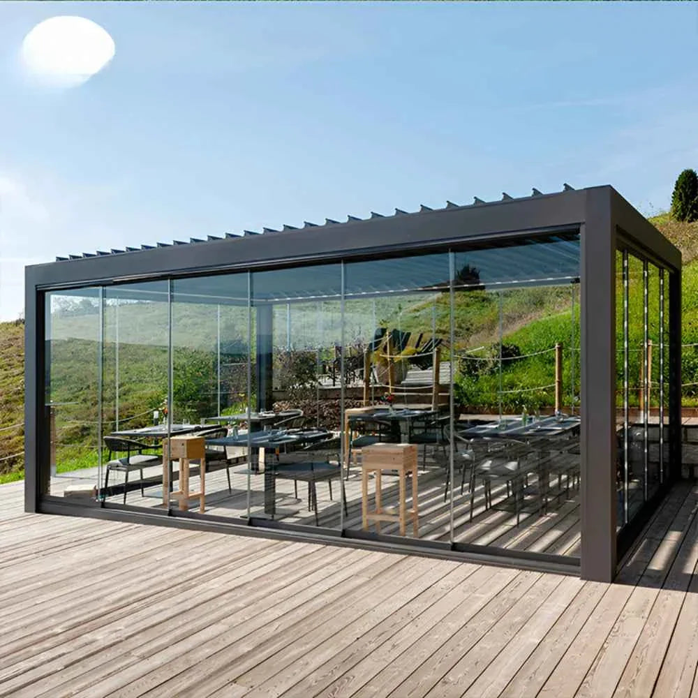 3X3Bioclimatic Pergola Aluminium Pergola Outdoor  Aluminum Pergola Gazebo Manual Pavilion Louver Roof Pergola Carport