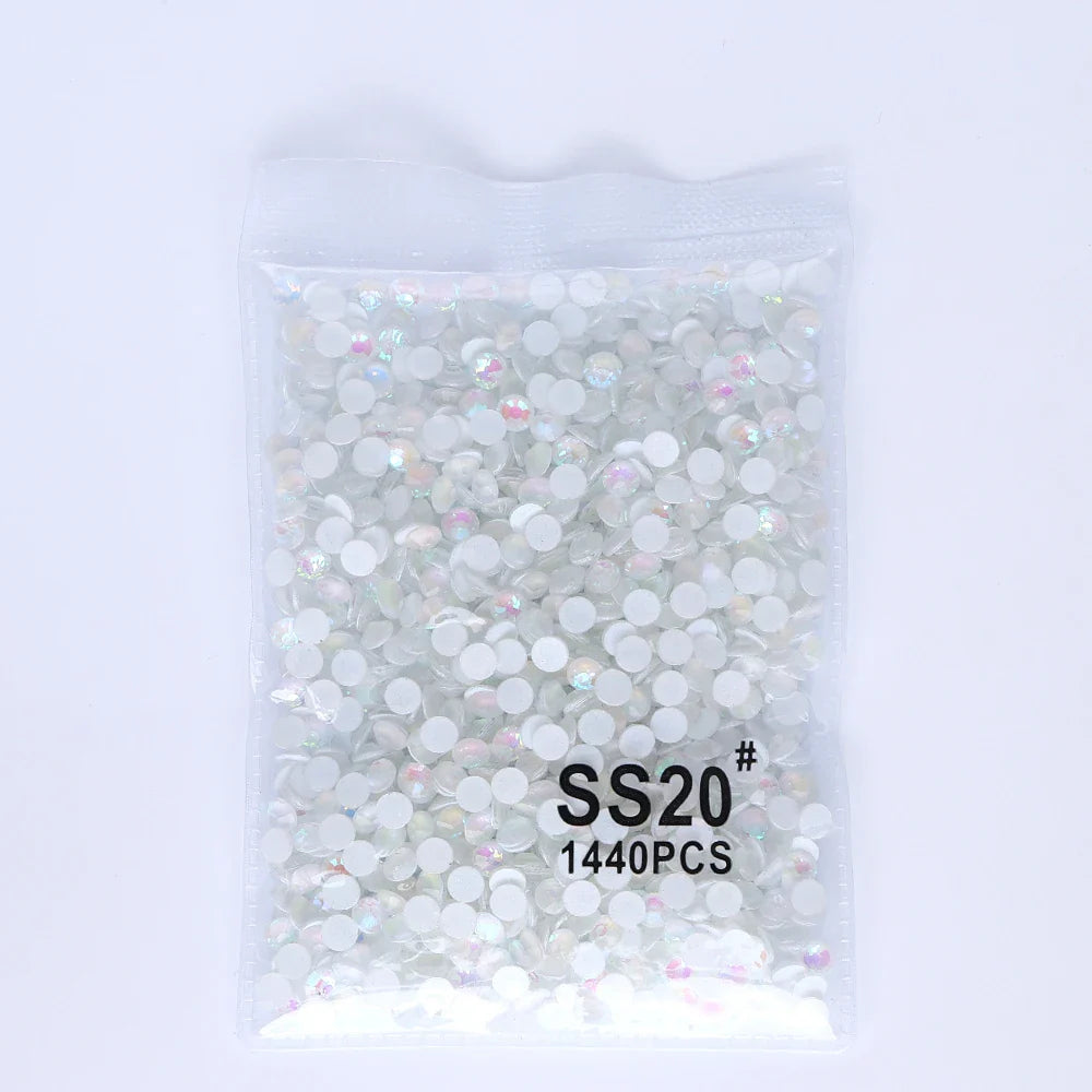 SS6-SS30 Mocha Shimmer White Glass Flatback Non-hotfix Rhinestones