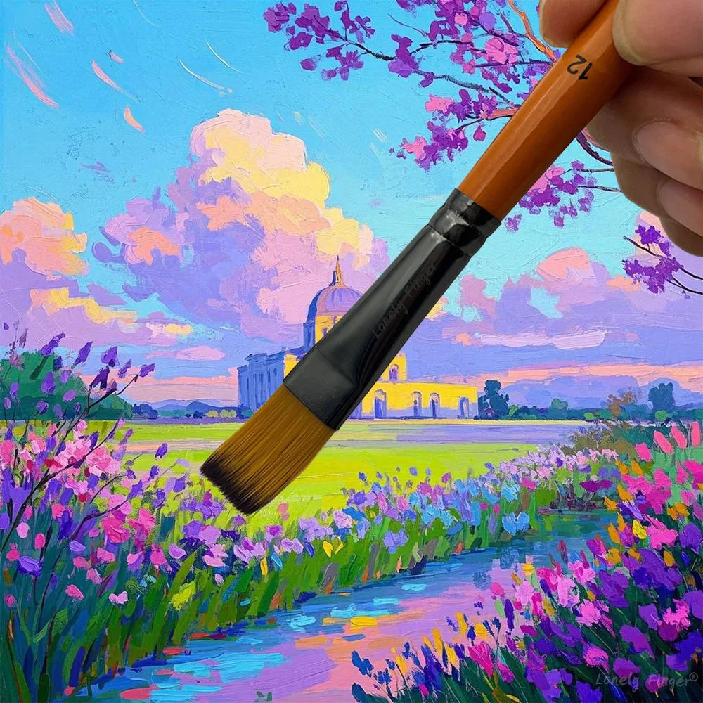 12/48pcs Premium Flat Art Paintbrush Set Durable Anti-Shedding Synthetic Nylon Bristles for Watercolor Acrylics Gouache Painting
