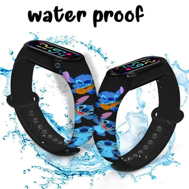 Disney Stitch Digital Kids' Watches Anime Figures LED Luminous Watch Touch Waterproof Electronic Sports Watch Kids Birthday Gift