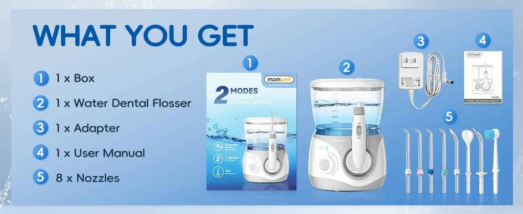 Home Water Flosser, 10 Adjustable Pressures,600 ml Large Capacity,6 Home Nozzles Professional Oral Irrigator for Teeth Clean