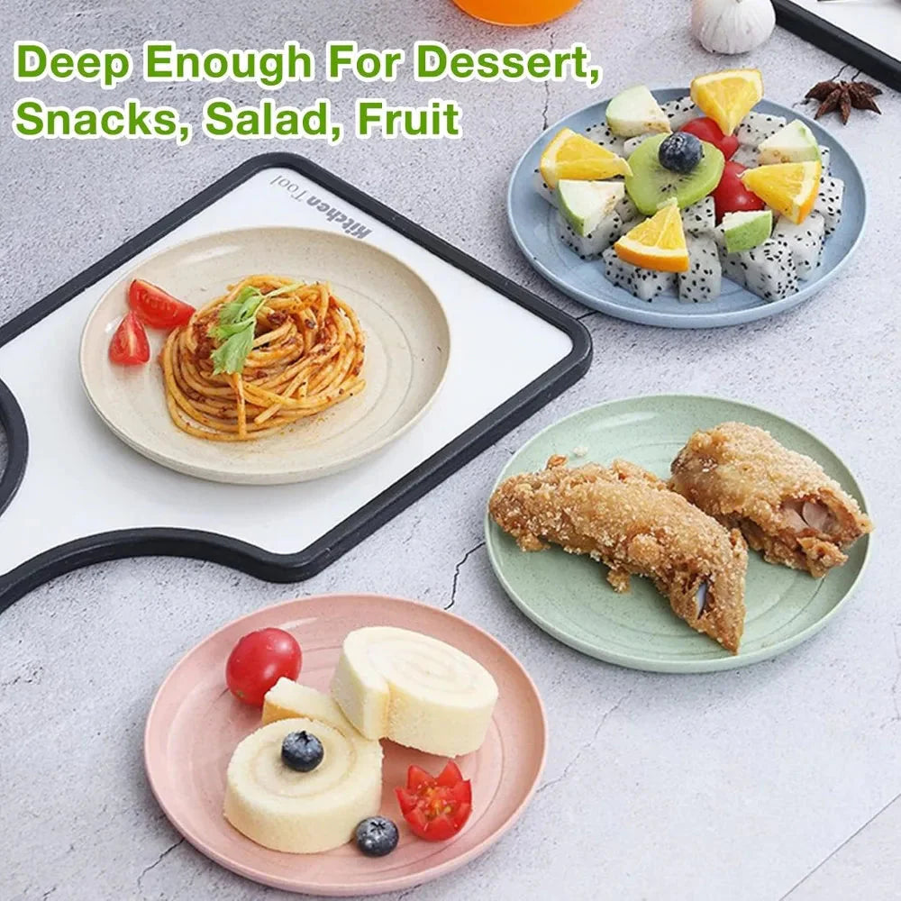 4pcs/Set Wheat Straw Plate Lightweight Unbreakable Reusable Dinner Dishes Plates Dishwasher & Microwave Safe for Kitchen Camping