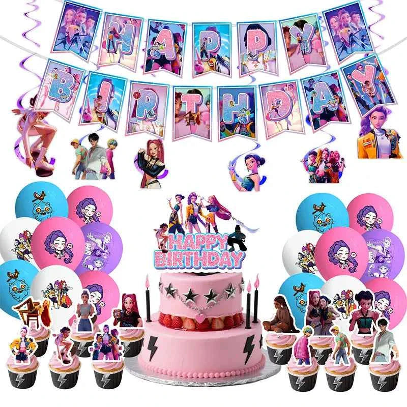 K-Pop Demon Hunters Birthday Decorations Girls Birthday Party Tableware Balloons Set Cup Plates Girls Favor Kpop Warriors Supply