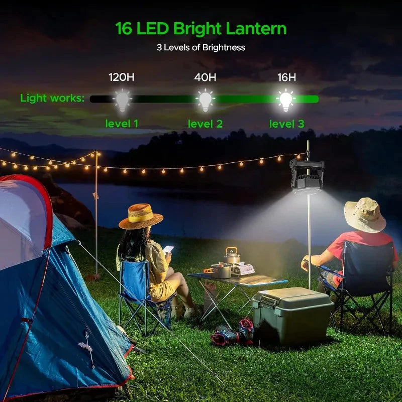 Camping Fan with LED Lantern, 20000mAh Auto-Oscillating Battery Operated Desk Fan with Remote&Hook, 8” Portable Fan