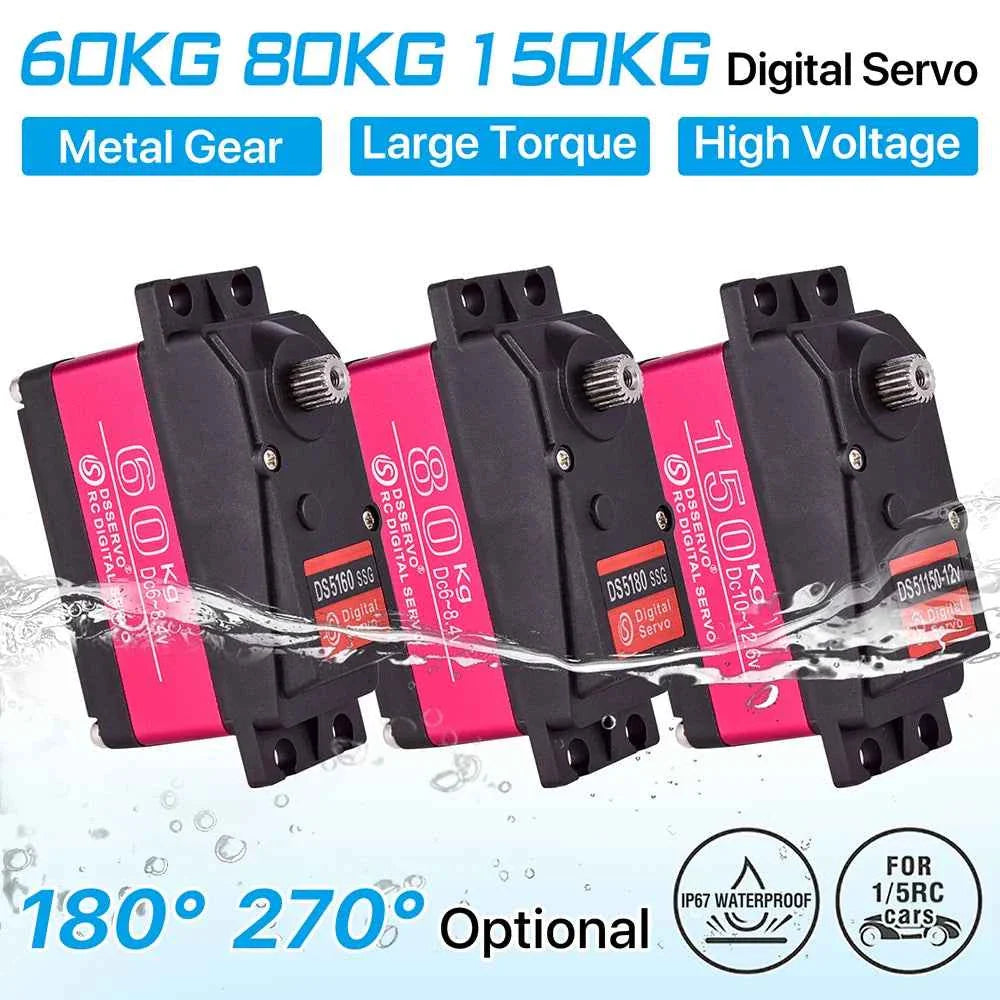 RC Steering Servo High Torque Servo Waterproof 60Kg 80Kg 150Kg 1/5 1/6 servo HV Metal Digital for  HPI Baja 5B SS RC Car