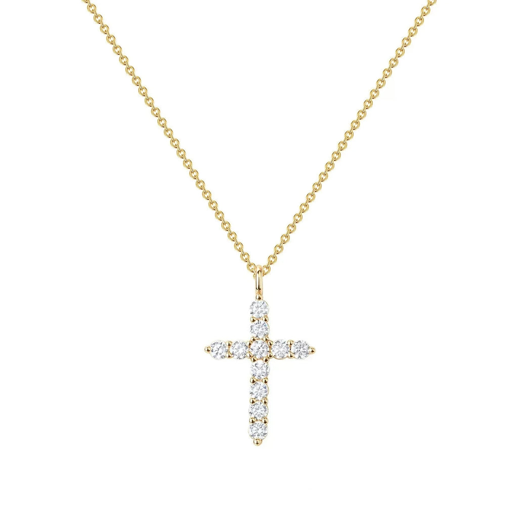 SUNSLL Cubic Zircon Rotatable Crown Cross Pendant Necklaces Classic Stainless Steel Chain Banquet Party Jewelry For Women Men