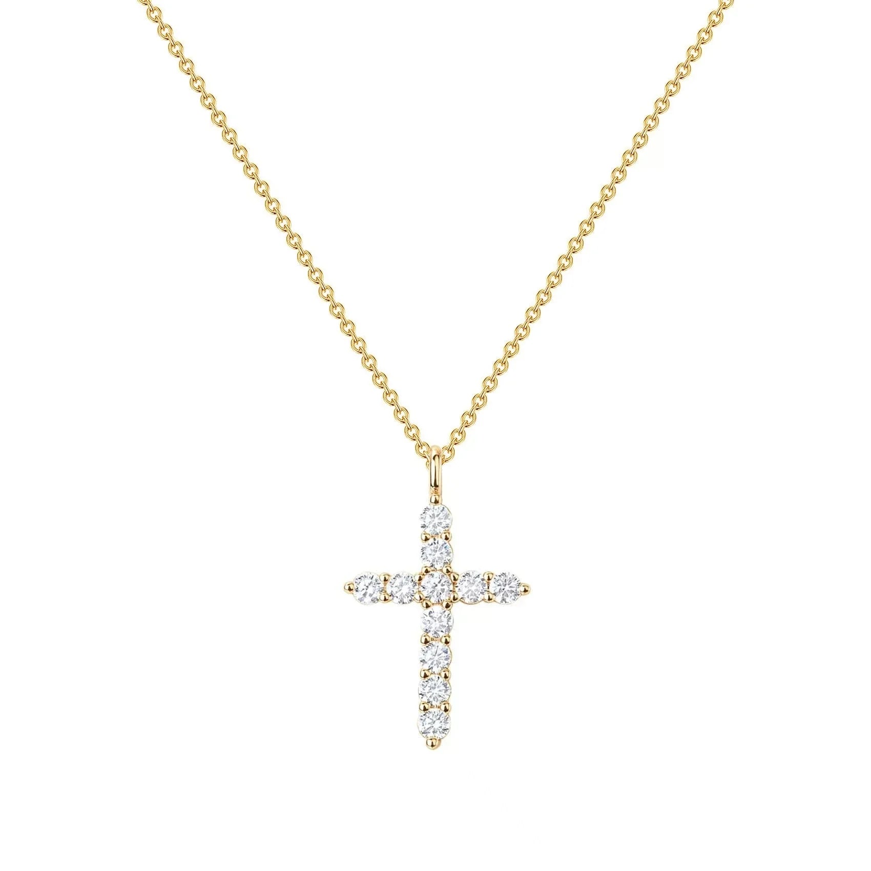 SUNSLL Cubic Zircon Rotatable Crown Cross Pendant Necklaces Classic Stainless Steel Chain Banquet Party Jewelry For Women Men