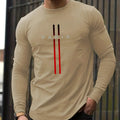 Men's Spring and Autumn 100% Cotton Loose and Comfortable Casual Paris Pattern Printed Round Neck Long Sleeve T-shirt