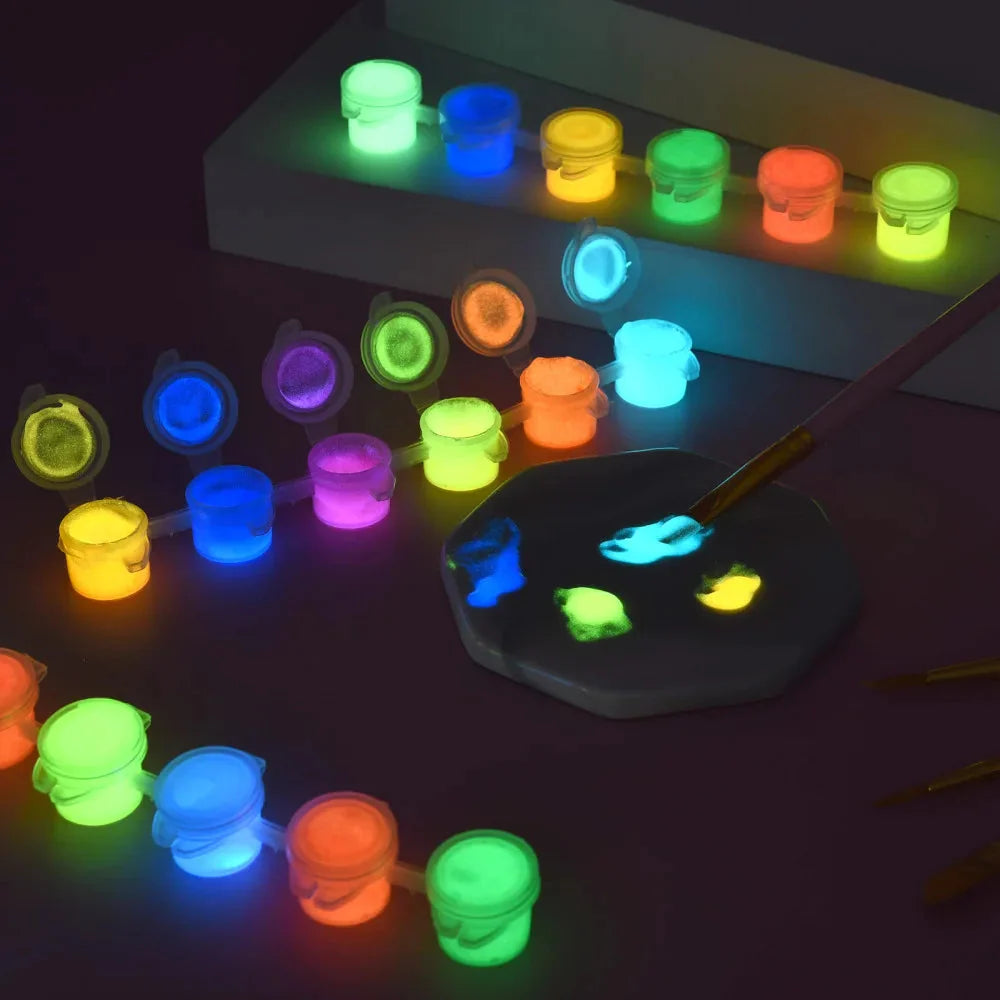 6Colors Acrylic Fluorescent Paint Glow In Dark DIY Painting Art Materials Arts Crafts Painting Tool DIY Graffiti Acrylic Pigment