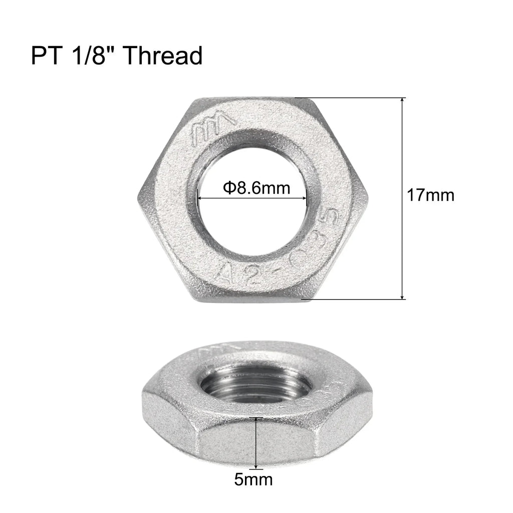 2/5Pcs Cast Pipe Fitting Hex Locknut, 304 Stainless Steel Hex Lock Nut Female Thread for Water Broom and Undercarriage Cleaner