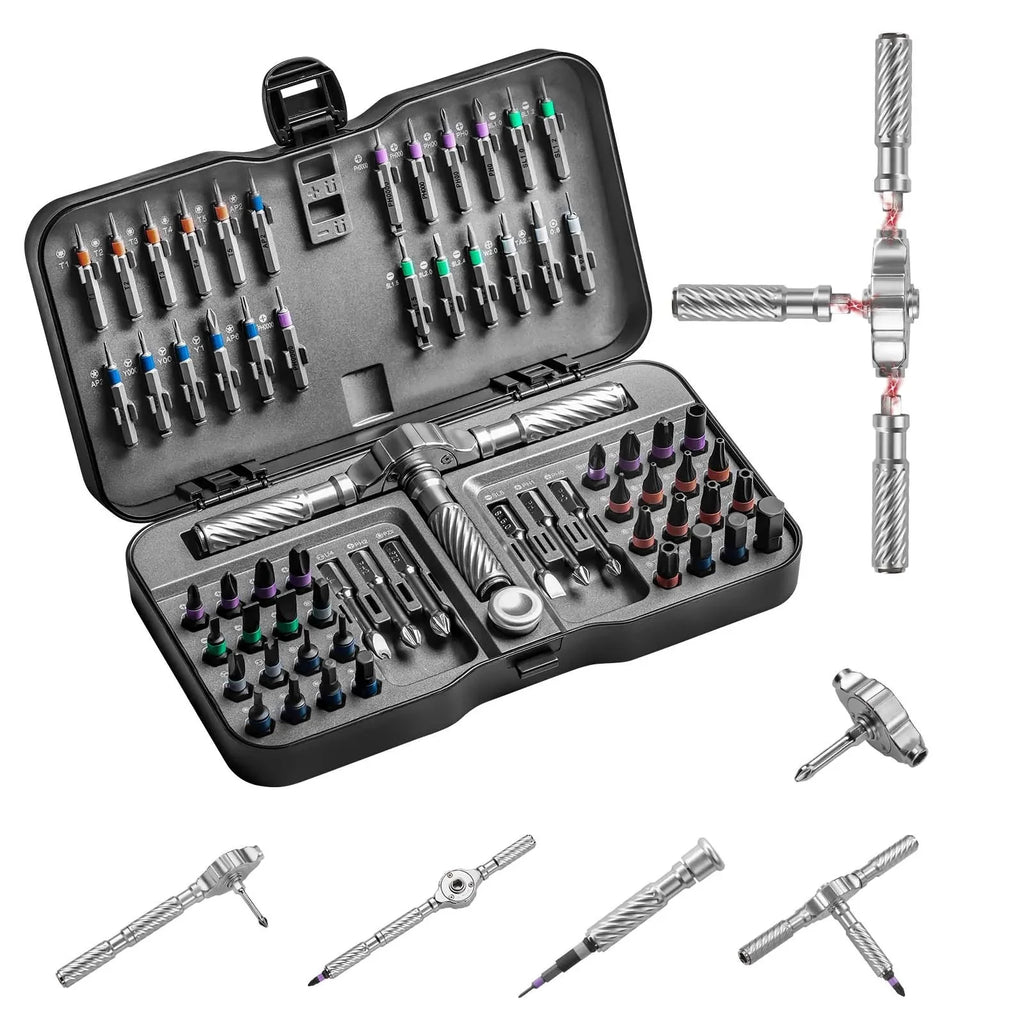 VMAN 66in1 Multifunction Ratchet Screwdriver Set Multi Magnetic Bits Mini Repair Tool Kit Household Tool For PC & Desk Etc.