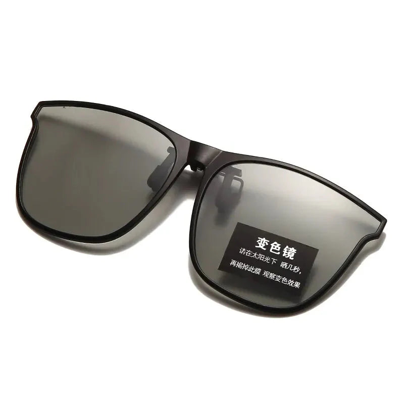 Polarized Clip On Sunglasses Men Photochromic Car Driver Goggles Night Vision Glasses Anti Glare Vintage Square Glasses