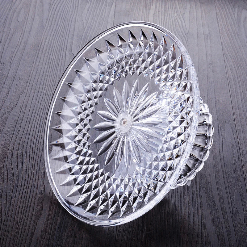 Acrylic Clear Serving Plates Fruit Dessert Salad Tray Cupcake Display Stand Round Dinner Plate Kitchen Supplies