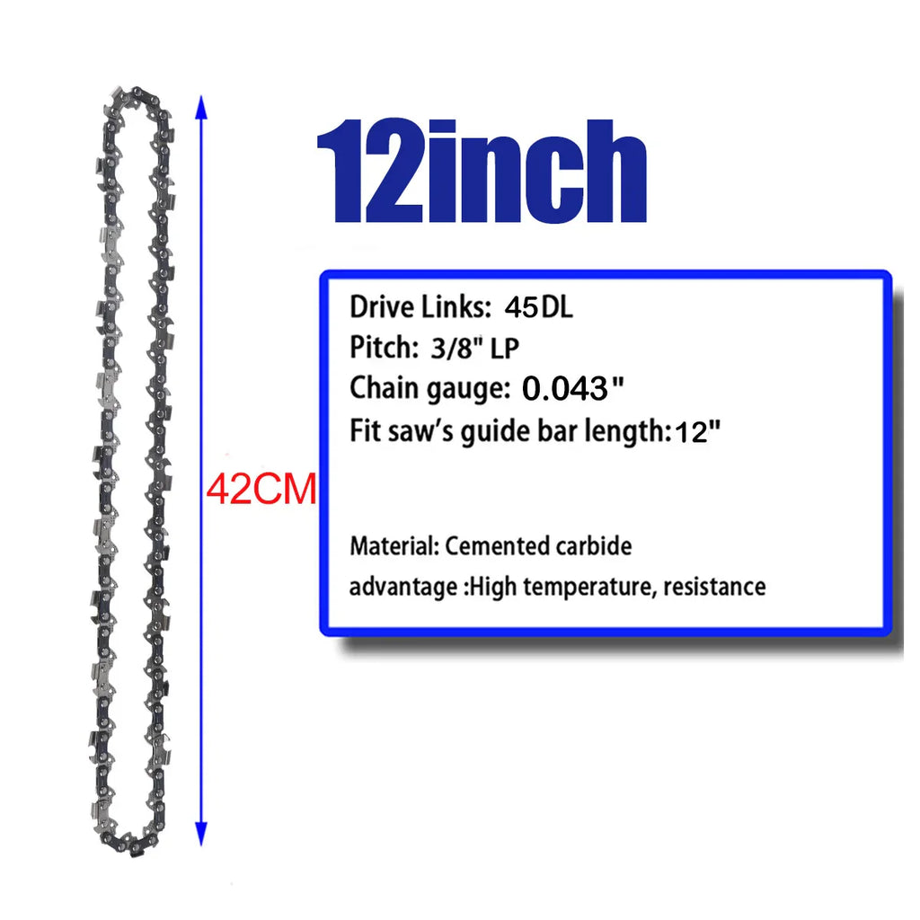 12 Inch Chainsaw Chain 3/8" LP Pitch .043'' Gauge 45 Drive Links Fits For DeWalt DCCS620P1 Ryobi, Craftsman, Makita and More