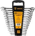 DEKOPRO Combination Wrench Set SAE / Metric,  1/4'' to 1'' & 8-22mm, 12-Point, Chrome Vanadium Steel