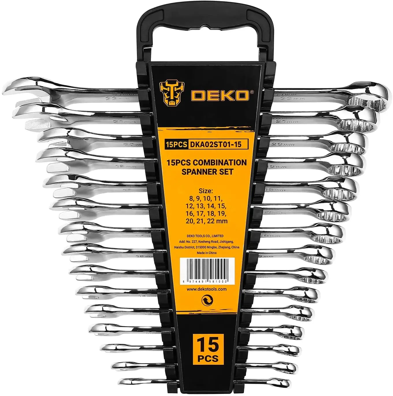DEKOPRO Combination Wrench Set SAE / Metric,  1/4'' to 1'' & 8-22mm, 12-Point, Chrome Vanadium Steel