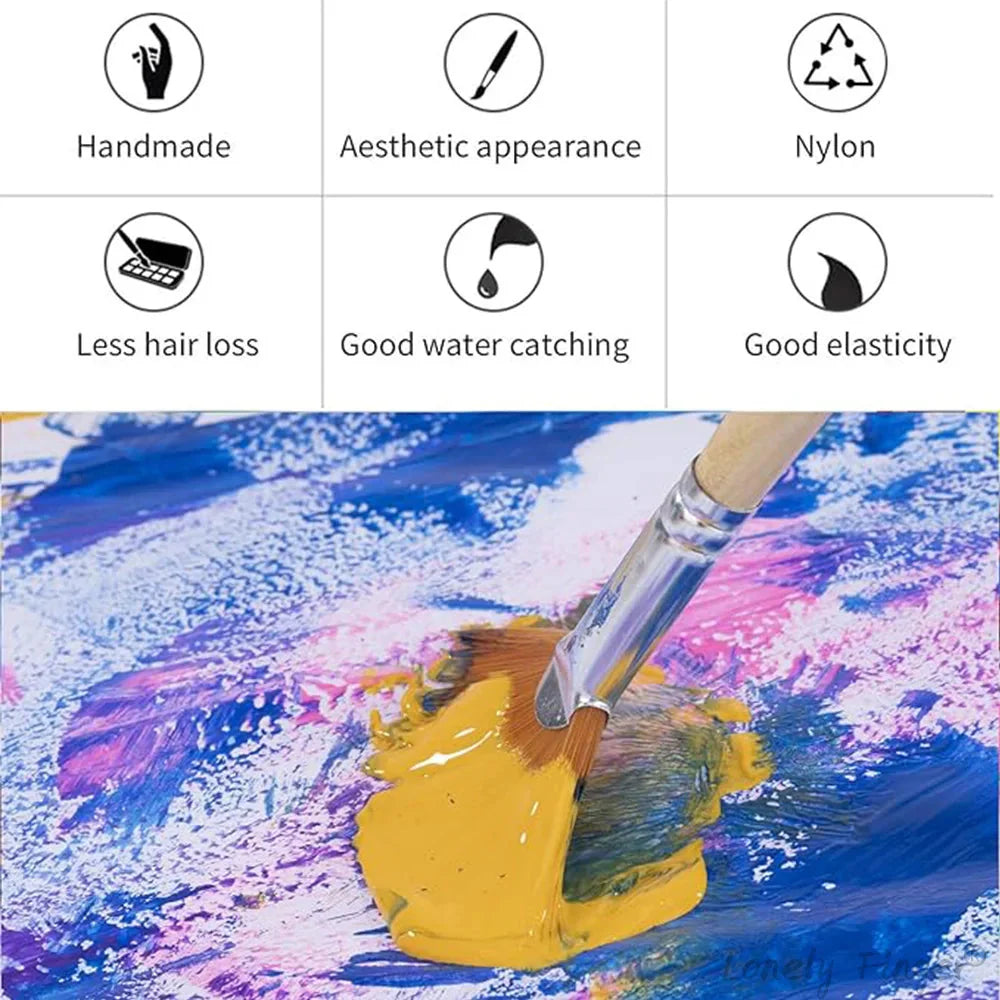Paint Brushes 5 Pieces Fan Paint Brush Artists Nylon Brushes for Acrylic, Watercolour and Oil Painting