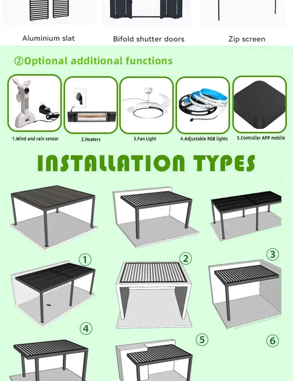 3x4m Motorized Aluminum Pergola - Waterproof Gazebo with LED Lighting & Roller Shutters