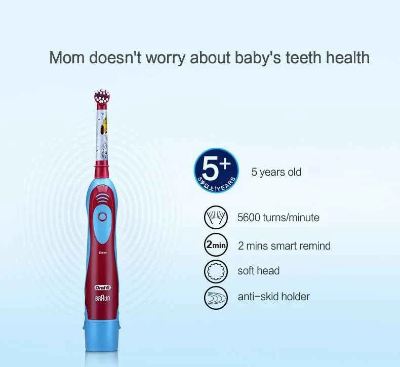Original Oral B Electric Toothbrush Waterproof Battery Powered Tooth Brushes for Kid Adult Oral Health with Gift Head Travel Box