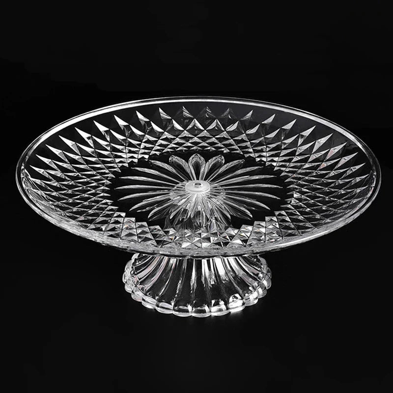 Acrylic Clear Serving Plates Fruit Dessert Salad Tray Cupcake Display Stand Round Dinner Plate Kitchen Supplies