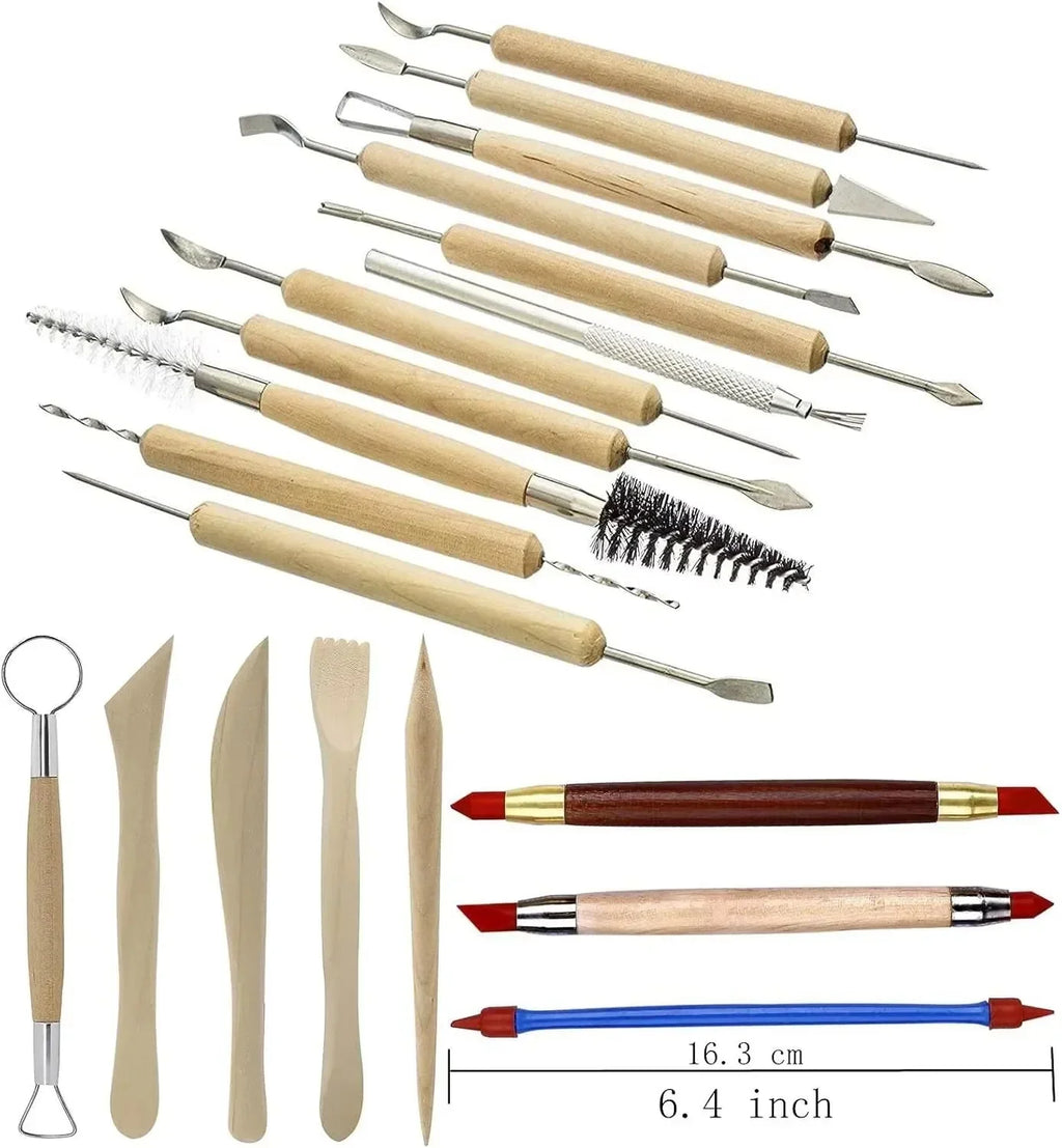 Art Supplies Ceramic Sculpting Tools Wooden Handles Ceramic Clay Pottery Tool Beginner DIY Crafts Wood and Steel Home School Use