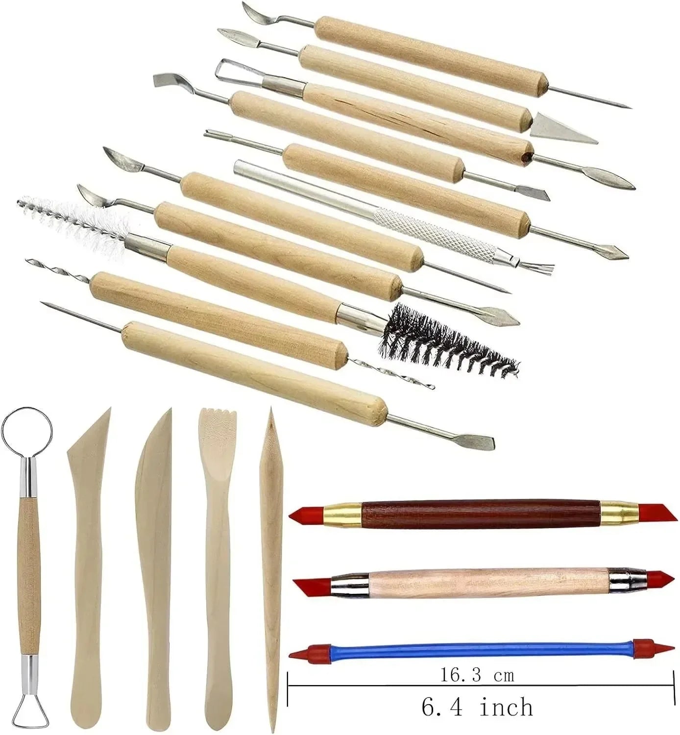 Art Supplies Ceramic Sculpting Tools Wooden Handles Ceramic Clay Pottery Tool Beginner DIY Crafts Wood and Steel Home School Use