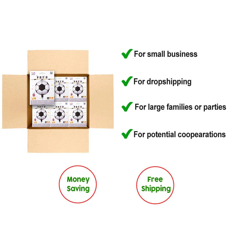 12 Pieces-18'' Decorative Soccer Pattern Foil Balloons 1pc/Pack 12 Packs for Party Decorations