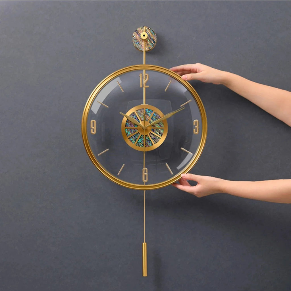 Modern Luxury Large Wall Clock With Pendulum Minimalist Decorative Art Silent Clock Nordic Living Room Bedroom Office Wall Clock