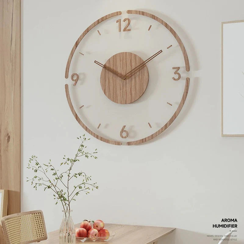 Hot Wall Clock Living Room Decoration Solid Wood Creative Silent Nordic Simple Quartz Clock Luxury Wall Watch Decor Fashion