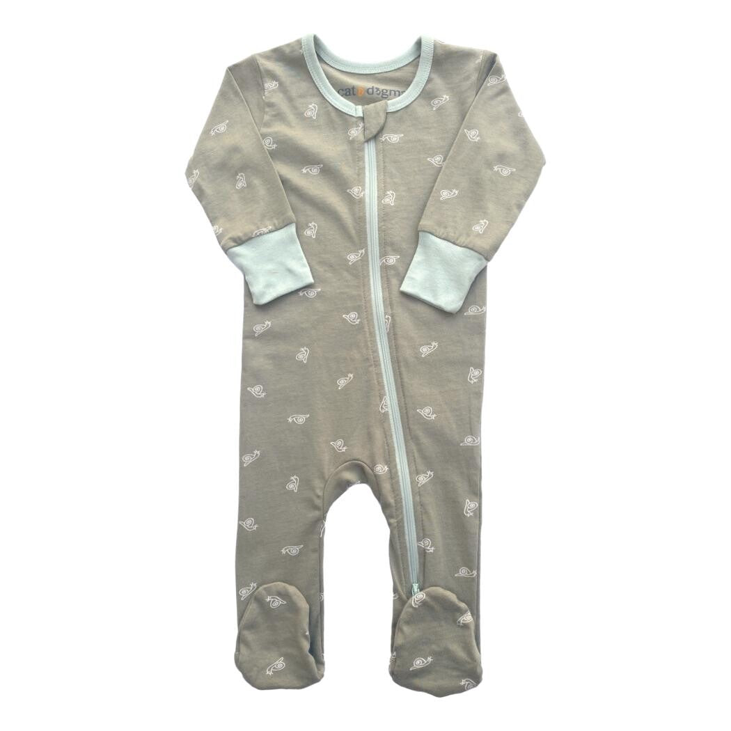 GOTS Certified Organic Cotton Zippy Footed - Freshwater Snail