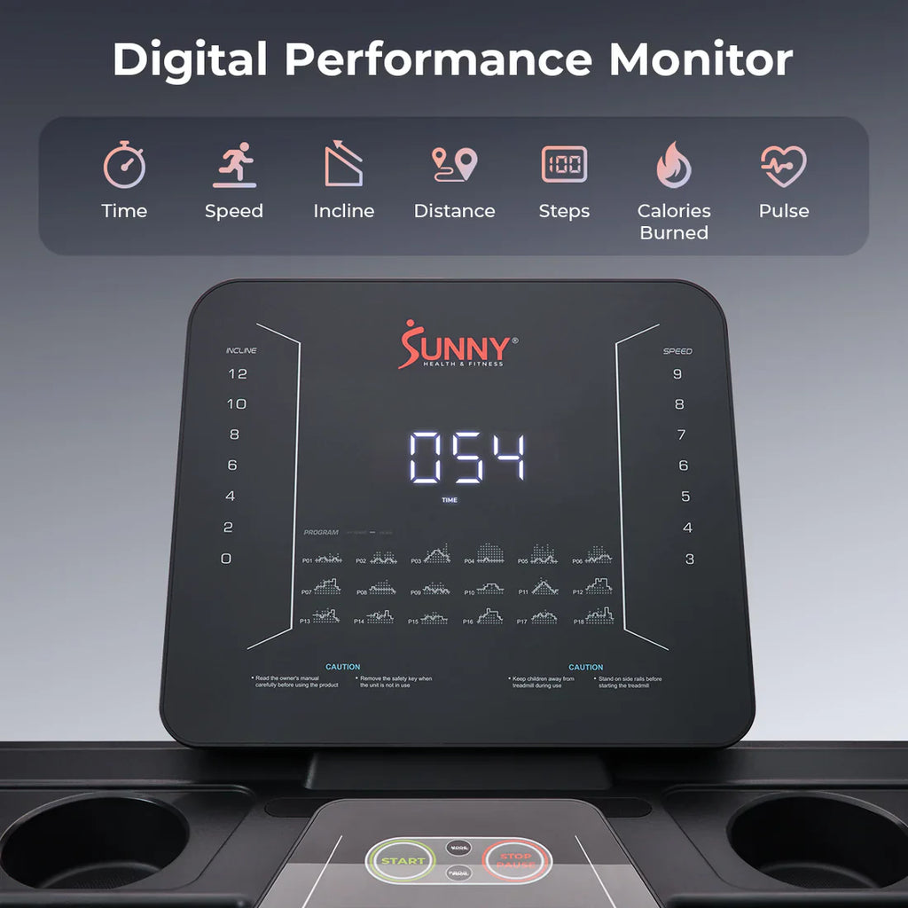 Advanced Heavy Duty Auto Incline Smart Treadmill by Sunny Health & Fitness